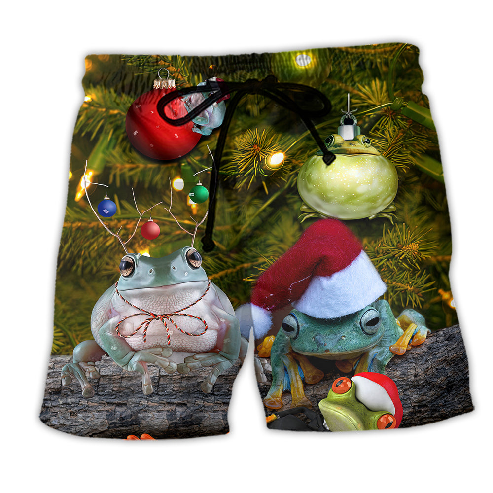Beach Short / Adults / S Christmas Frog Merry Christmas Bauble - Beach Short Reefox - Owls Matrix LTD