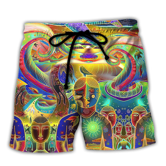 Hippie Peace Life Neon Color Amazing - Beach Short Reefox - Owls Matrix LTD