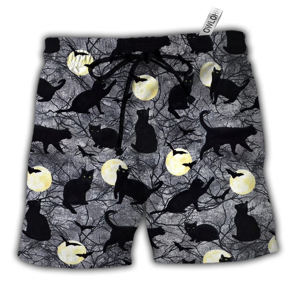 Beach Short / Adults / S Halloween Black Cat Pattern - Beach Short Reefox - Owls Matrix LTD