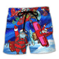 Christmas No Reindeer Any More Santa Loves Airplane Magic Night - Beach Short Reefox - Owls Matrix LTD