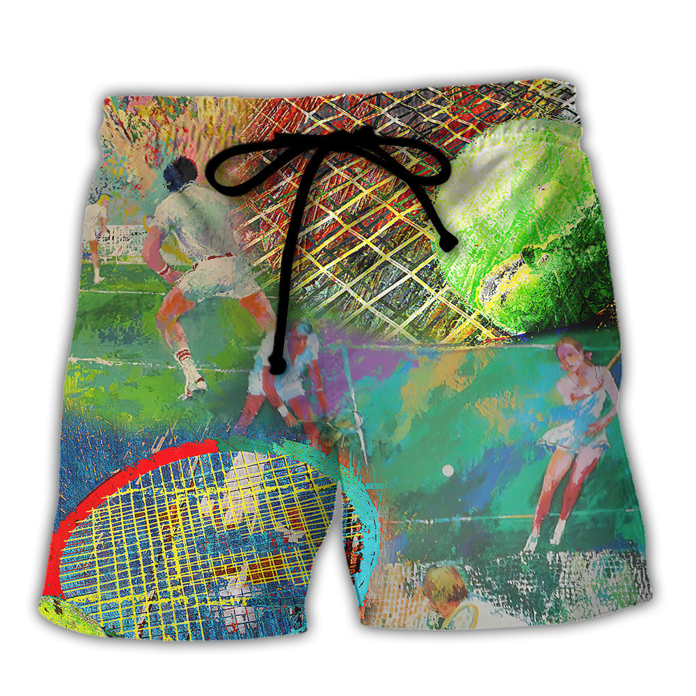 Tennis Colorful Art Style - Beach Short Reefox - Owls Matrix LTD