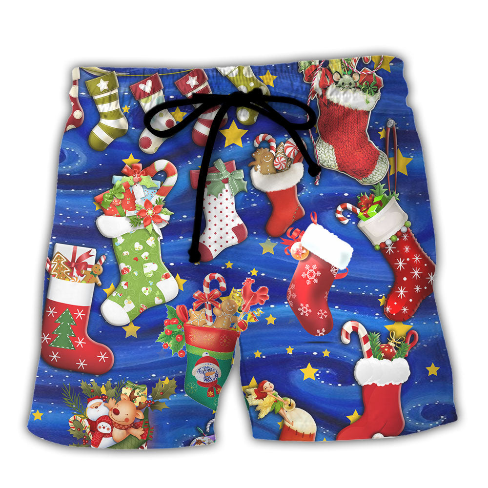 Beach Short / Adults / S Socks Christmas Tree Merry Xmas Seasons Of Joy - Beach Short Reefox - Owls Matrix LTD