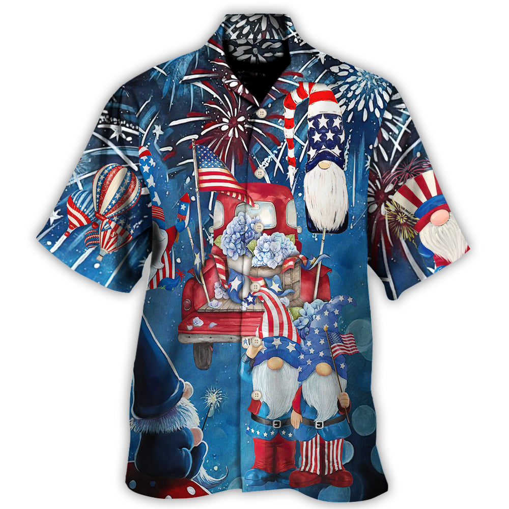 Independence Day Cute Three Trio Gnome 4th Of July - Hawaiian Shirt - Reefox