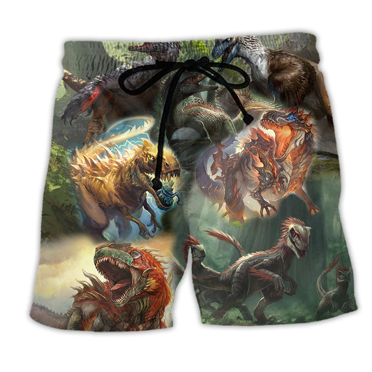 Beach Short / Adults / S Dinosaur I Am Roar In The Jungle - Beach Short Reefox - Owls Matrix LTD