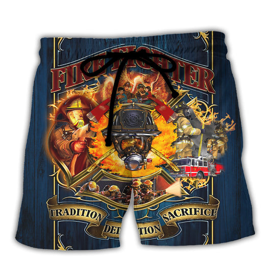 Firefighter Tradition Dedication Sacrifice Is My Life - Beach Short Reefox - Owls Matrix LTD