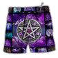 Beach Short / Adults / S Wicca Witch Vibes Purple Pentagram - Beach Short Reefox - Owls Matrix LTD