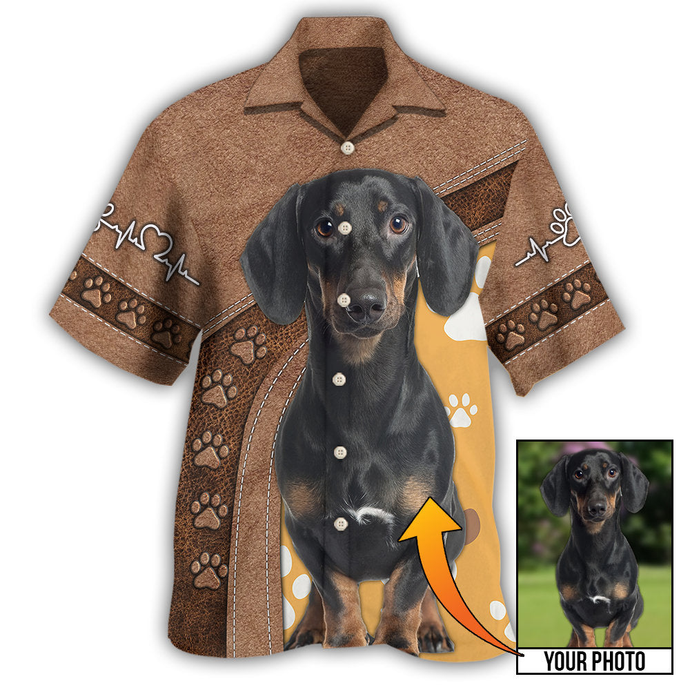 Dachshund / Adults / S Dog Paw Brown Style Classic Custom Photo Personalized - Hawaiian Shirt - Reefox