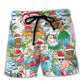 Beach Short / Adults / S Christmas Santa Aloha Beach Vibe - Beach Short Reefox - Owls Matrix LTD