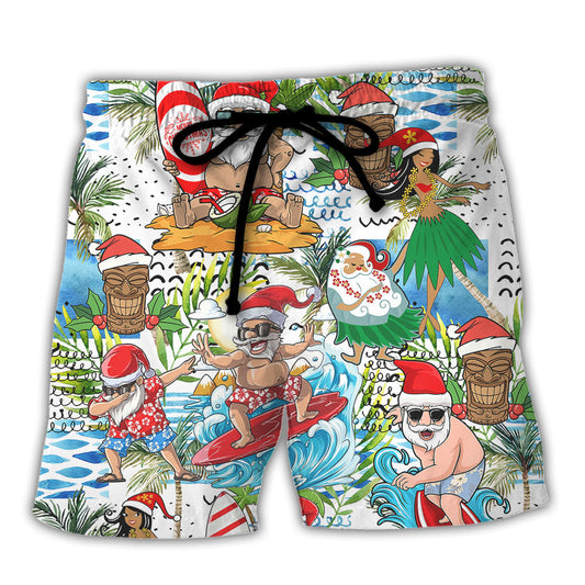 Beach Short / Adults / S Christmas Santa Aloha Beach Vibe - Beach Short Reefox - Owls Matrix LTD