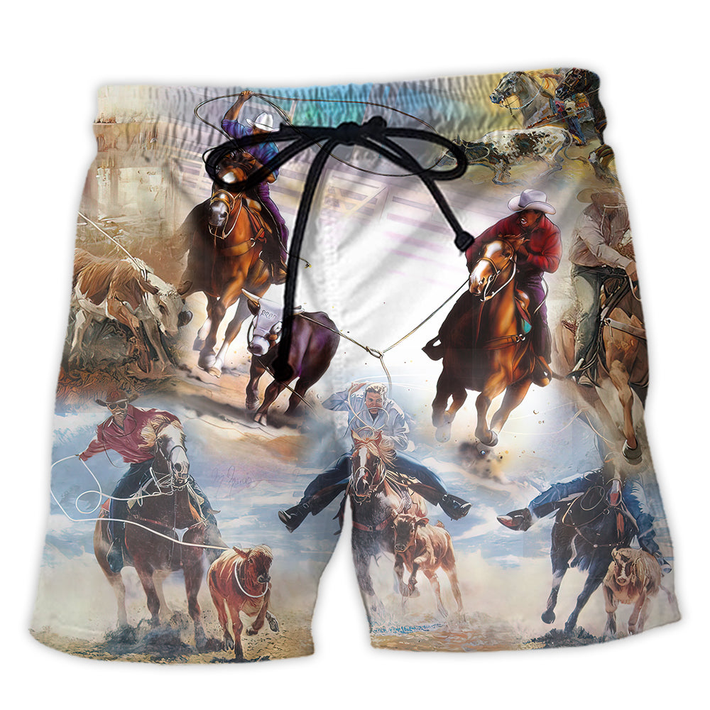 Beach Short / Adults / S Horse Team Roping Is Importanter - Beach Short Reefox - Owls Matrix LTD