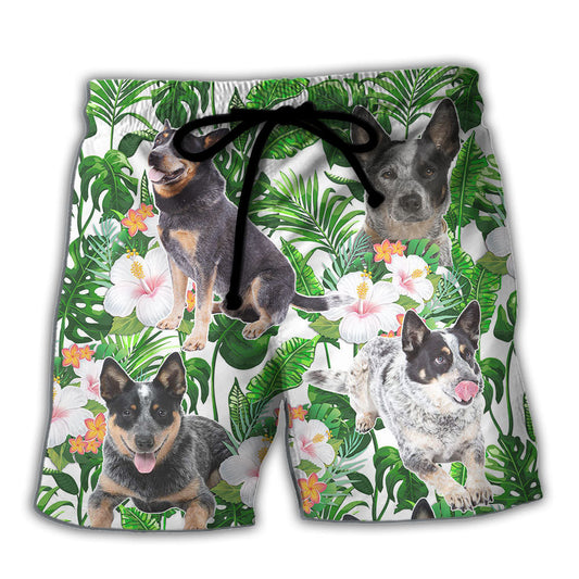 Australian Cattle Dog Tropical Floral - Beach Short Reefox - Owls Matrix LTD