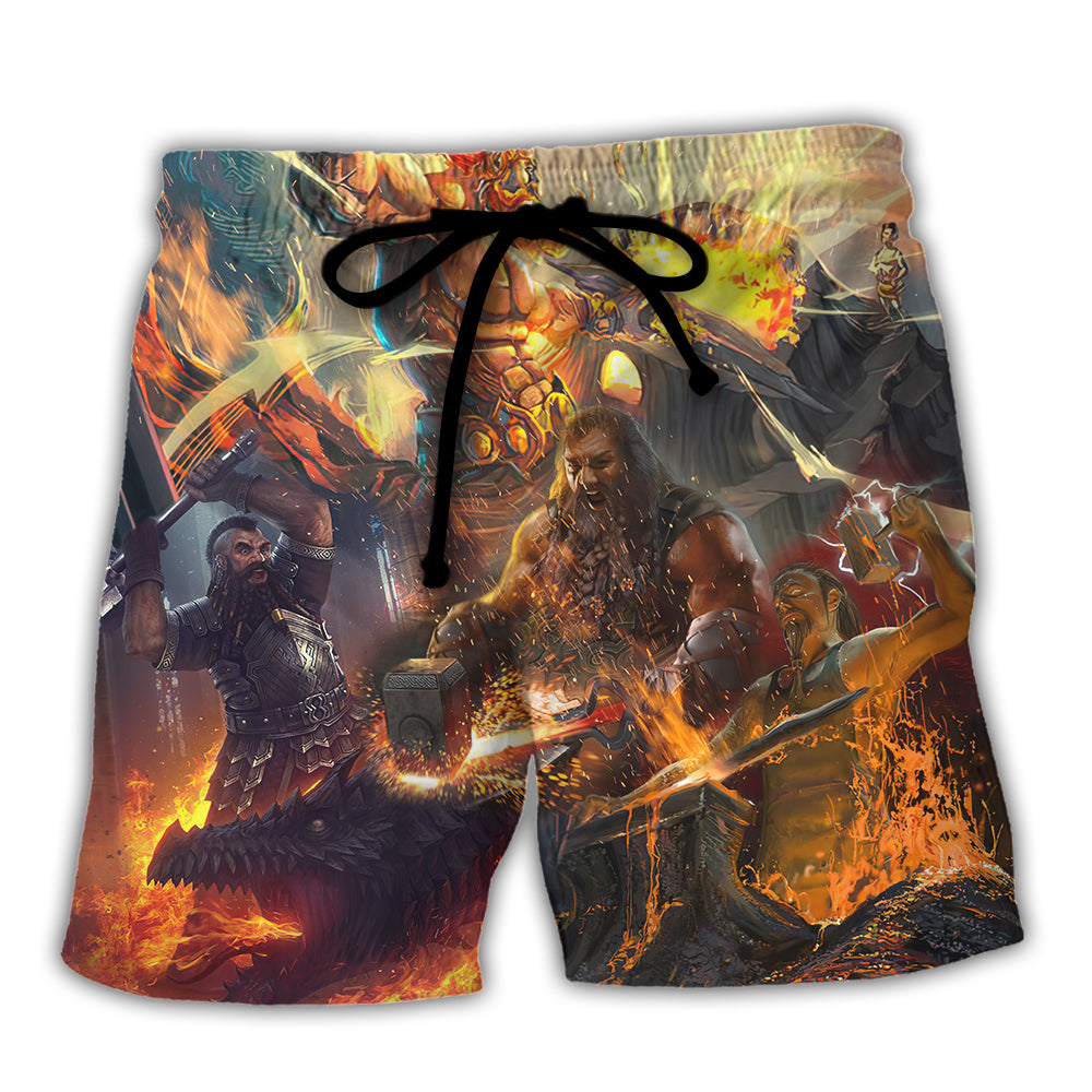 Beach Short / Adults / S Blacksmith God Of Craftsmen Artisans Fire - Beach Short Reefox - Owls Matrix LTD