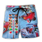 Beach Short / Adults / S Christmas Santa Claus Start Drag Racing Light - Beach Short Reefox - Owls Matrix LTD