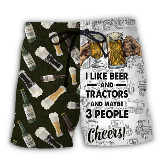 Beach Short / Adults / S Beer I Like Beer And Trators And Maybe 3 People - Beach Short Reefox - Owls Matrix LTD