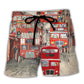 Beach Short / Adults / S Bus Driver Big Red Party Bus - Beach Short Reefox - Owls Matrix LTD