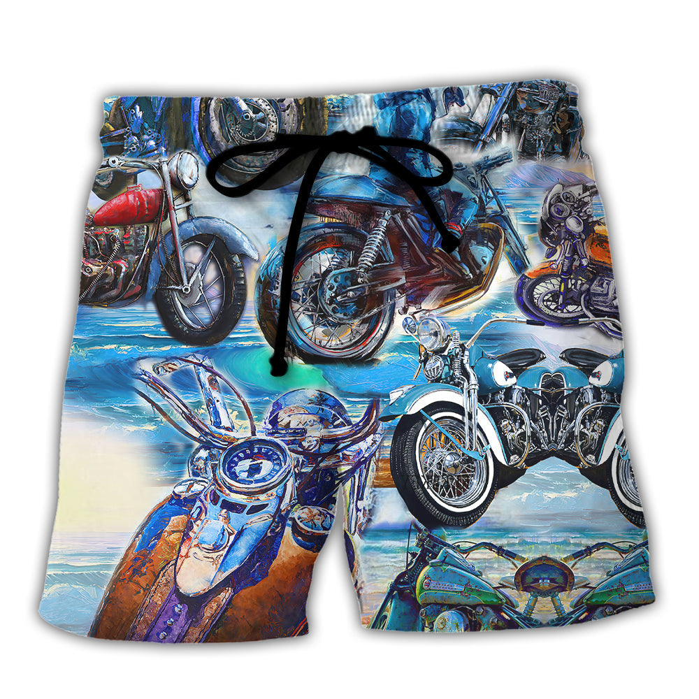 Motorcycle Let's Take A Ride To The Beach Blue Style - Beach Short Reefox - Owls Matrix LTD