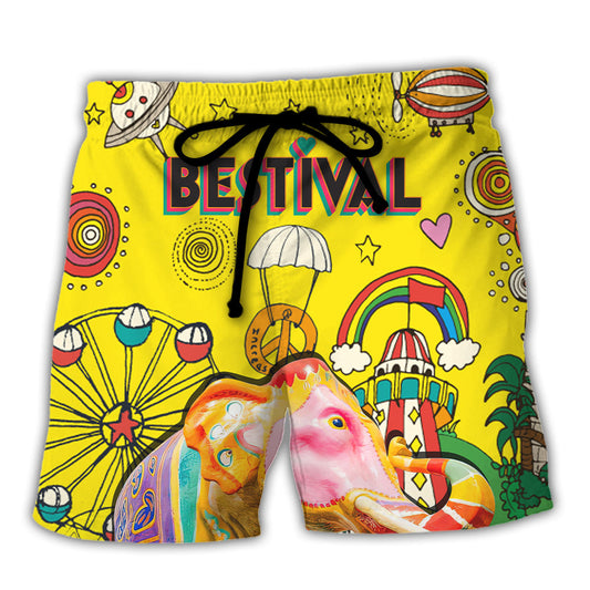 Music Bestival In My Heart Amazing Festival Colorful Style - Beach Short Reefox - Owls Matrix LTD