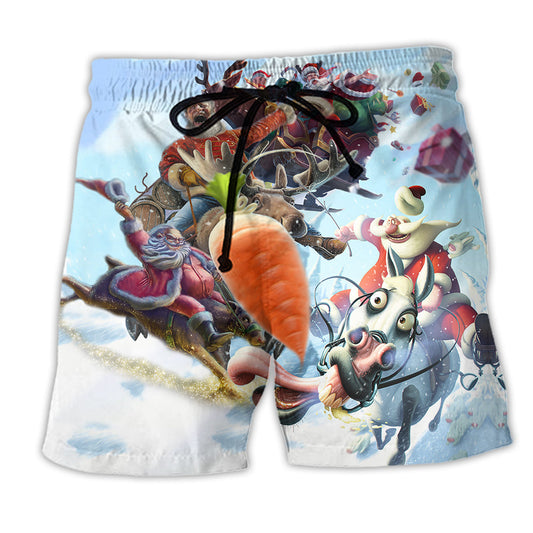 Beach Short / Adults / S Christmas Santa Happy Funny Christmas - Beach Short Reefox - Owls Matrix LTD