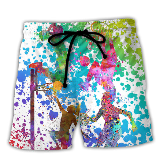 Basketball Colorful Painting - Beach Short - Owls Matrix LTD