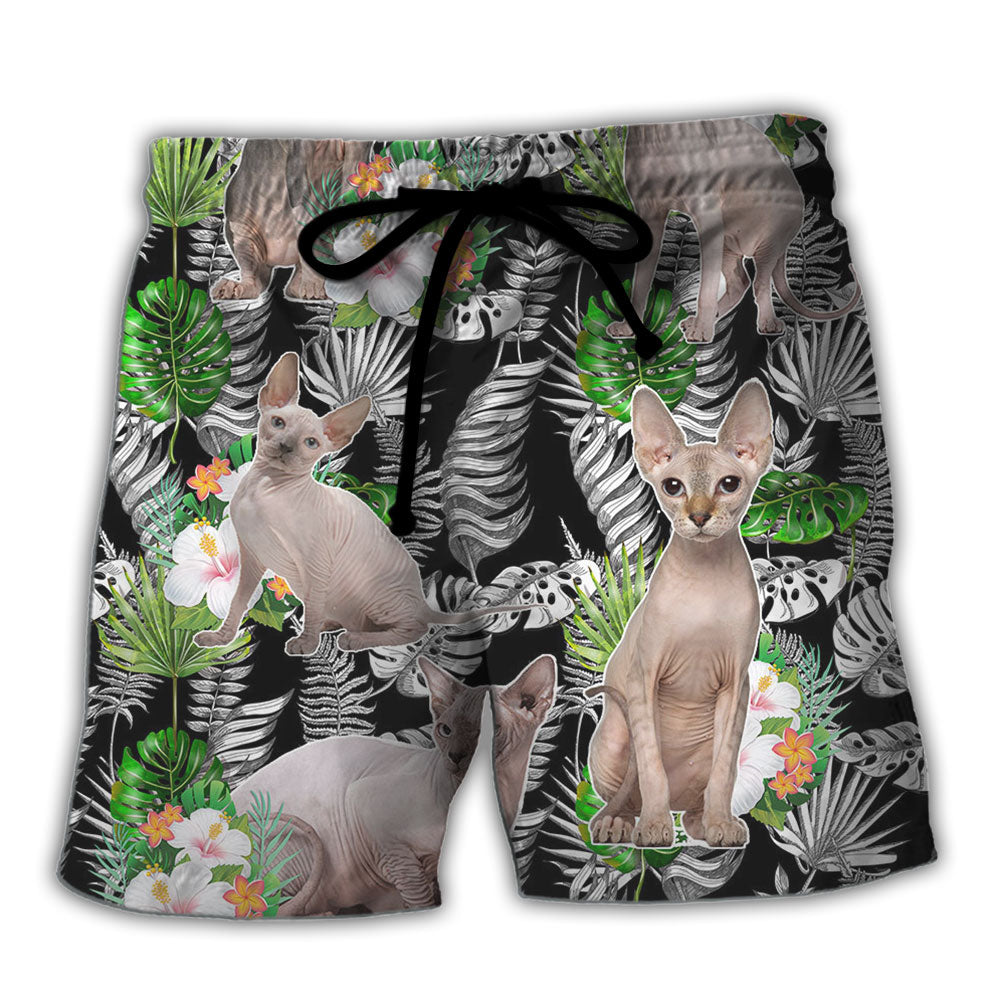 Cat Sphynx Cat Lover Tropical - Beach Short Reefox - Owls Matrix LTD
