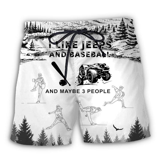Beach Short / Adults / S Baseball I Like Jeeps And Baseball - Beach Short - Reefox