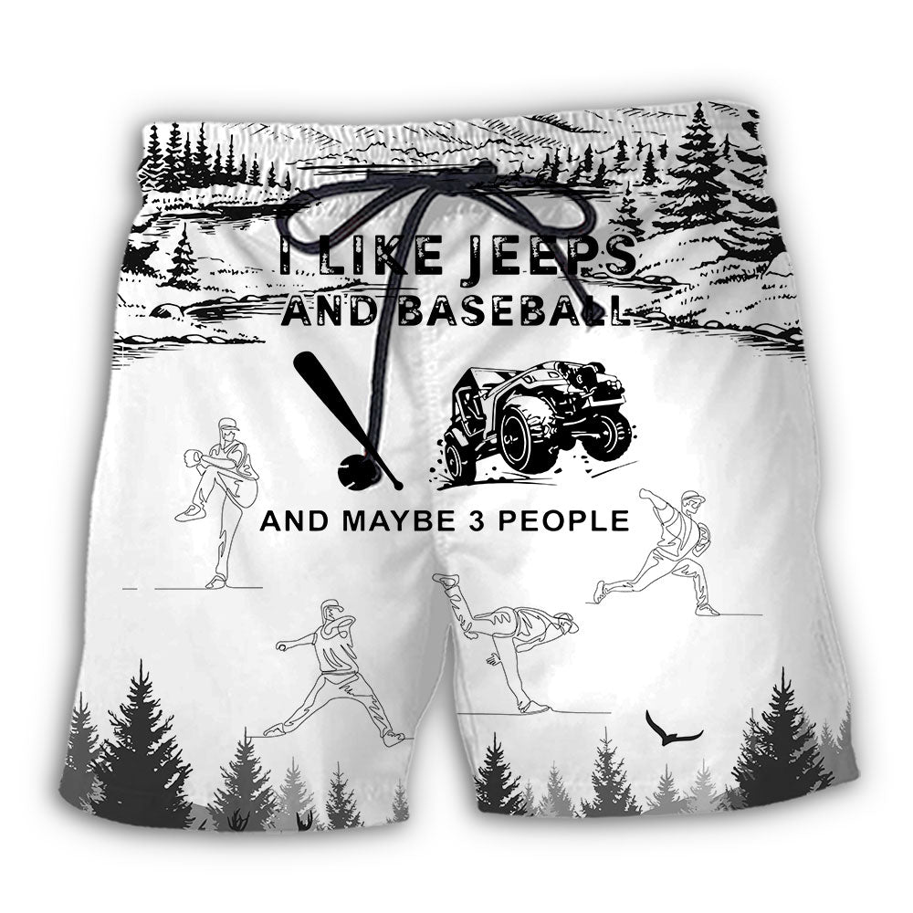 Beach Short / Adults / S Baseball I Like Jeeps And Baseball - Beach Short - Reefox