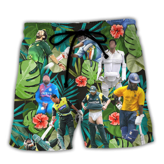 Cricket Sport Funny Play Amazing Tropical Art - Beach Short Reefox - Owls Matrix LTD