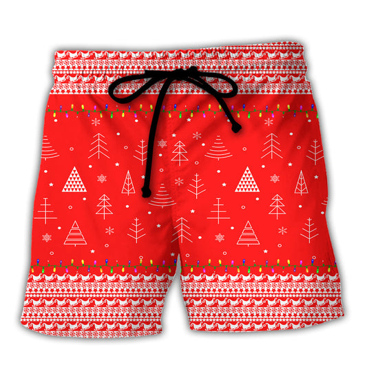 Cat Wreck The Tree Christmas Red Style - Beach Short Reefox - Owls Matrix LTD