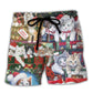 Beach Short / Adults / S Cat Christmas Tree Merry Xmas - Beach Short Reefox - Owls Matrix LTD