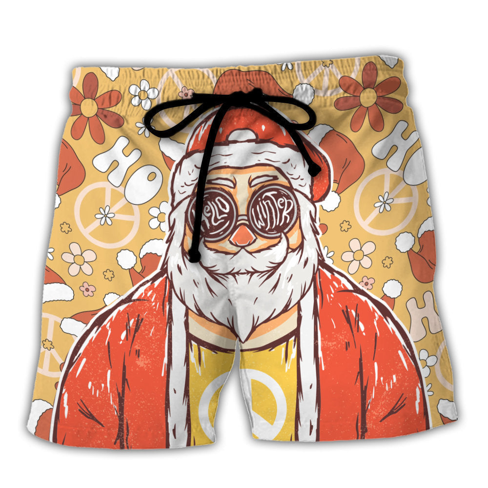 Beach Short / Adults / S Christmas Santa Cutie Hippie Groovy - Beach Short Reefox - Owls Matrix LTD