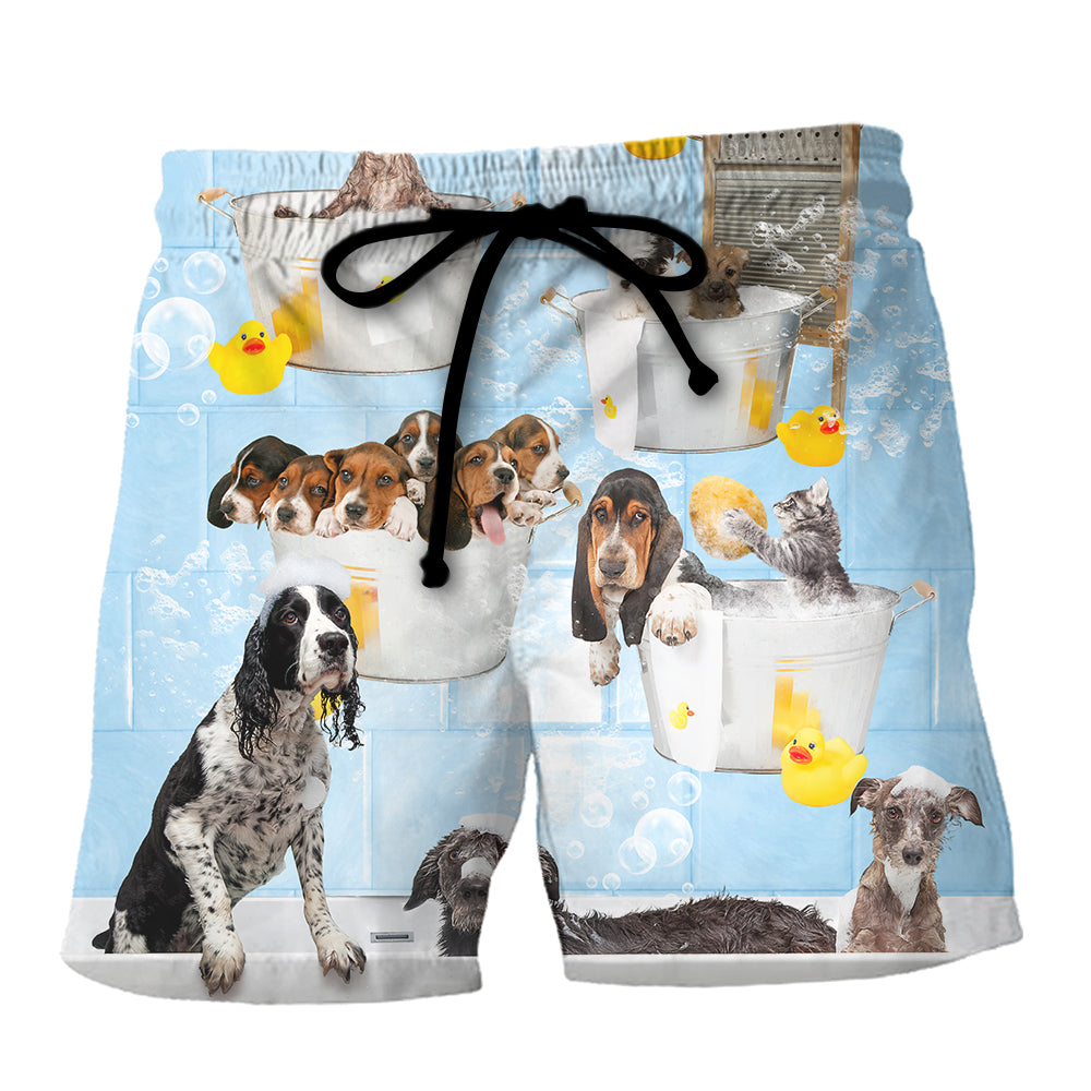 Beach Short / Adults / S Dog Grooming Shower Happy In Bathroom - Beach Short Reefox - Owls Matrix LTD