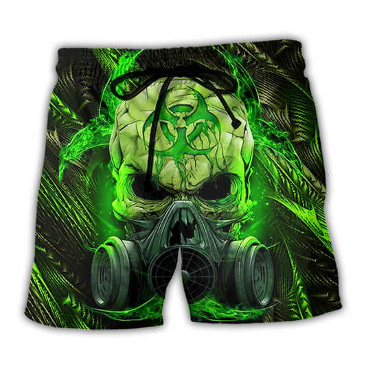 Beach Short / Adults / S Skull Mask Green Lighting - Beach Short Reefox - Owls Matrix LTD