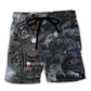 Beach Short / Adults / S Train Emerging From A Cloud Of Steam In The Middle Night - Beach Short Reefox - Owls Matrix LTD