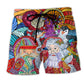 Beach Short / Adults / S Christmas Santa Colorful Geometry - Beach Short Reefox - Owls Matrix LTD
