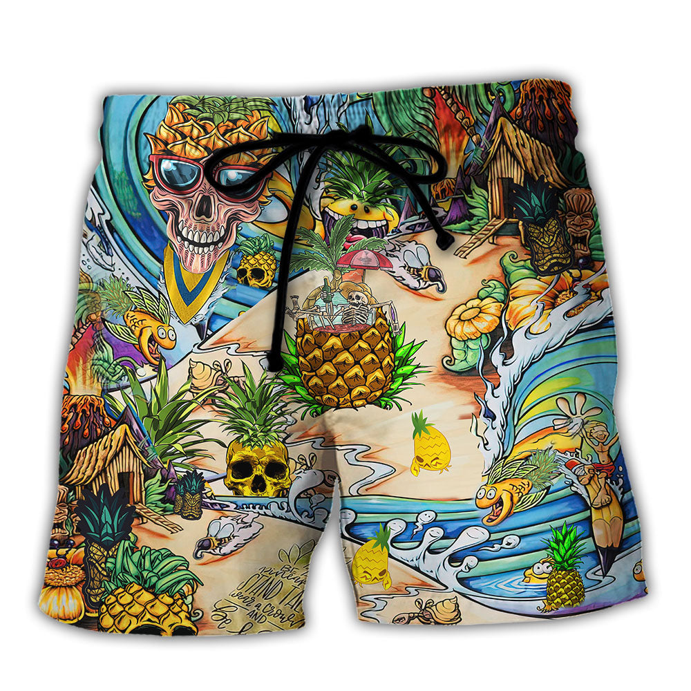Skull Pineapple Fruit Amazing - Beach Short Reefox - Owls Matrix LTD