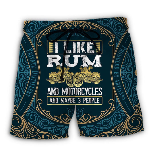 Beach Short / Adults / S Wine Rum I Like Rum And Motorcycles - Beach Short Reefox - Owls Matrix LTD
