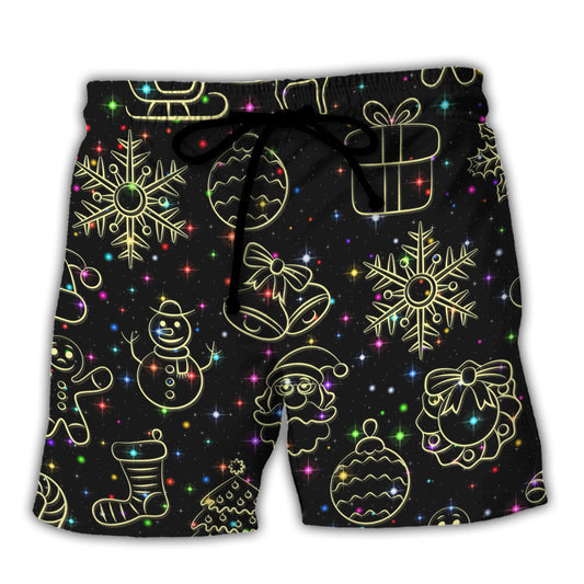 Beach Short / Adults / S Christmas Neon Light Stary Amazing Night - Beach Short Reefox - Owls Matrix LTD