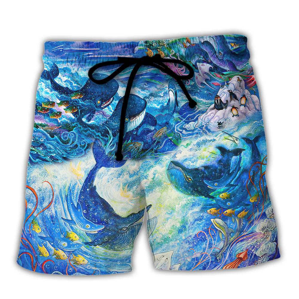 Beach Short / Adults / S Shark Enjoy Amazing Adventure - Beach Short Reefox - Owls Matrix LTD
