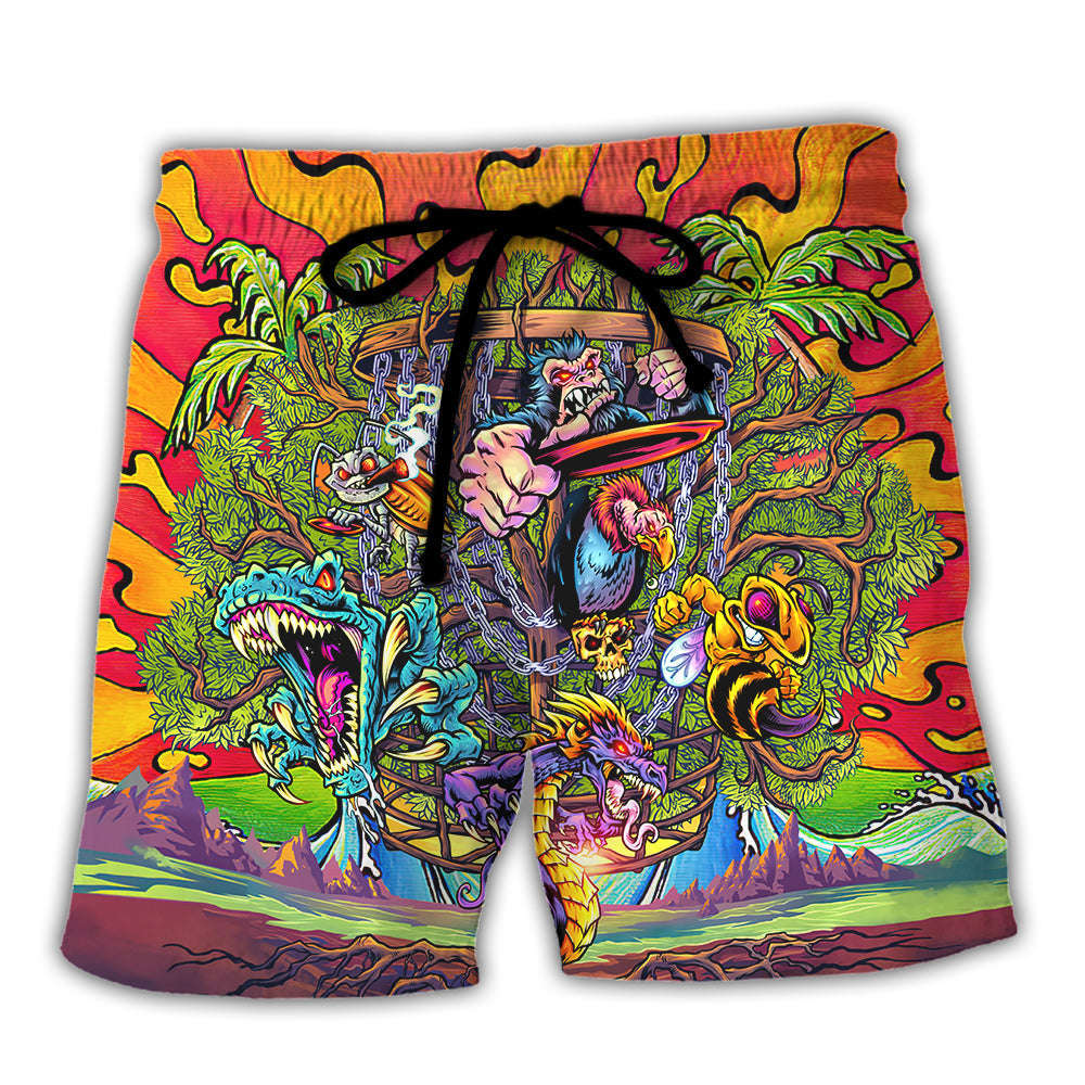 Beach Short / Adults / S Disc Golf Ball Games Tree Tropical Island Paradise - Beach Short Reefox - Owls Matrix LTD