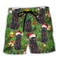 Beach Short / Adults / S Black Cat Christmas Merry Xmas - Beach Short Reefox - Owls Matrix LTD