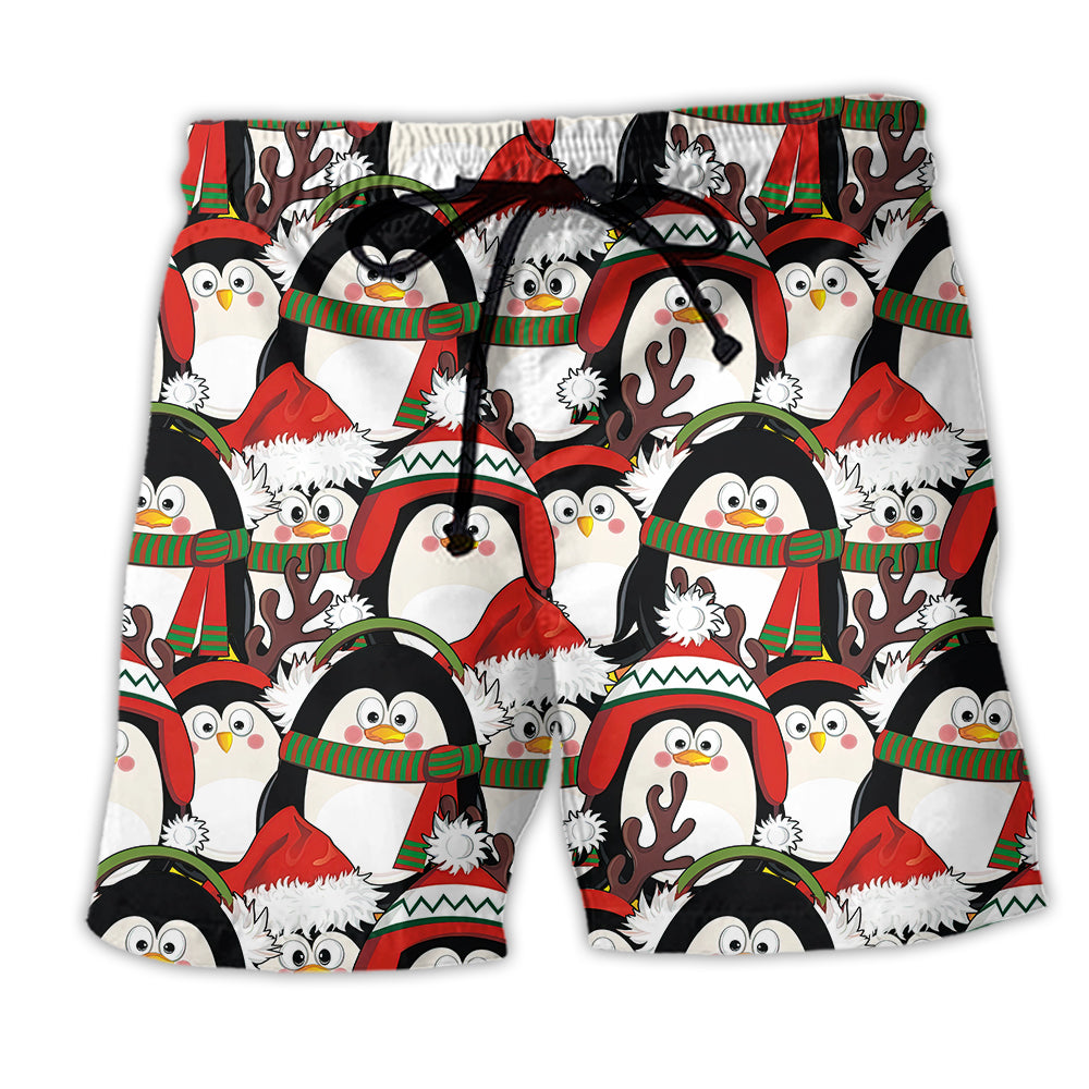 Beach Short / Adults / S Christmas Penguin Cute Christmas Holiday - Beach Short Reefox - Owls Matrix LTD