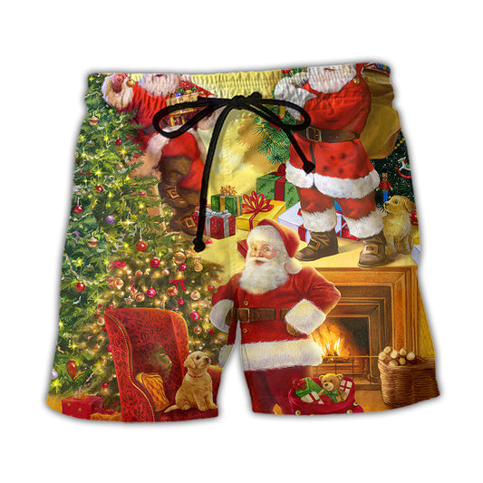 Beach Short / Adults / S Christmas Santa Claus Story Happy Xmas Art Style - Beach Short Reefox - Owls Matrix LTD