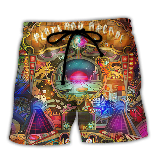 Beach Short / Adults / S Skee Ball Ball Games Playland Arcade - Beach Short Reefox - Owls Matrix LTD