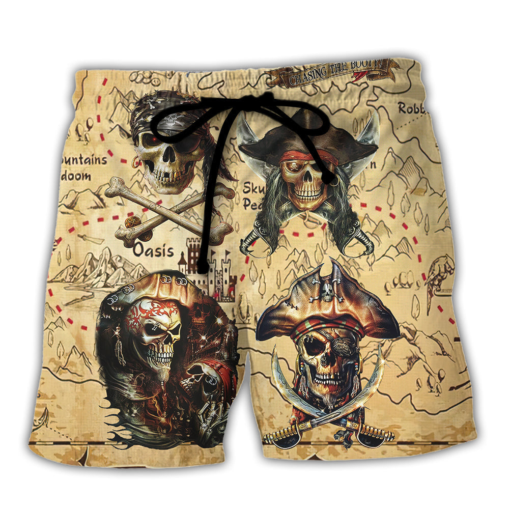 Beach Short / Adults / S Pirate Chasing The Booty - Beach Short Reefox - Owls Matrix LTD
