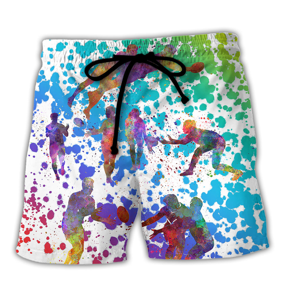 Rugby Colorful Painting - Beach Short Reefox - Owls Matrix LTD
