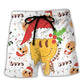 Beach Short / Adults / S Christmas Hippie Groovy Santa Claus Smile Face - Beach Short Reefox - Owls Matrix LTD