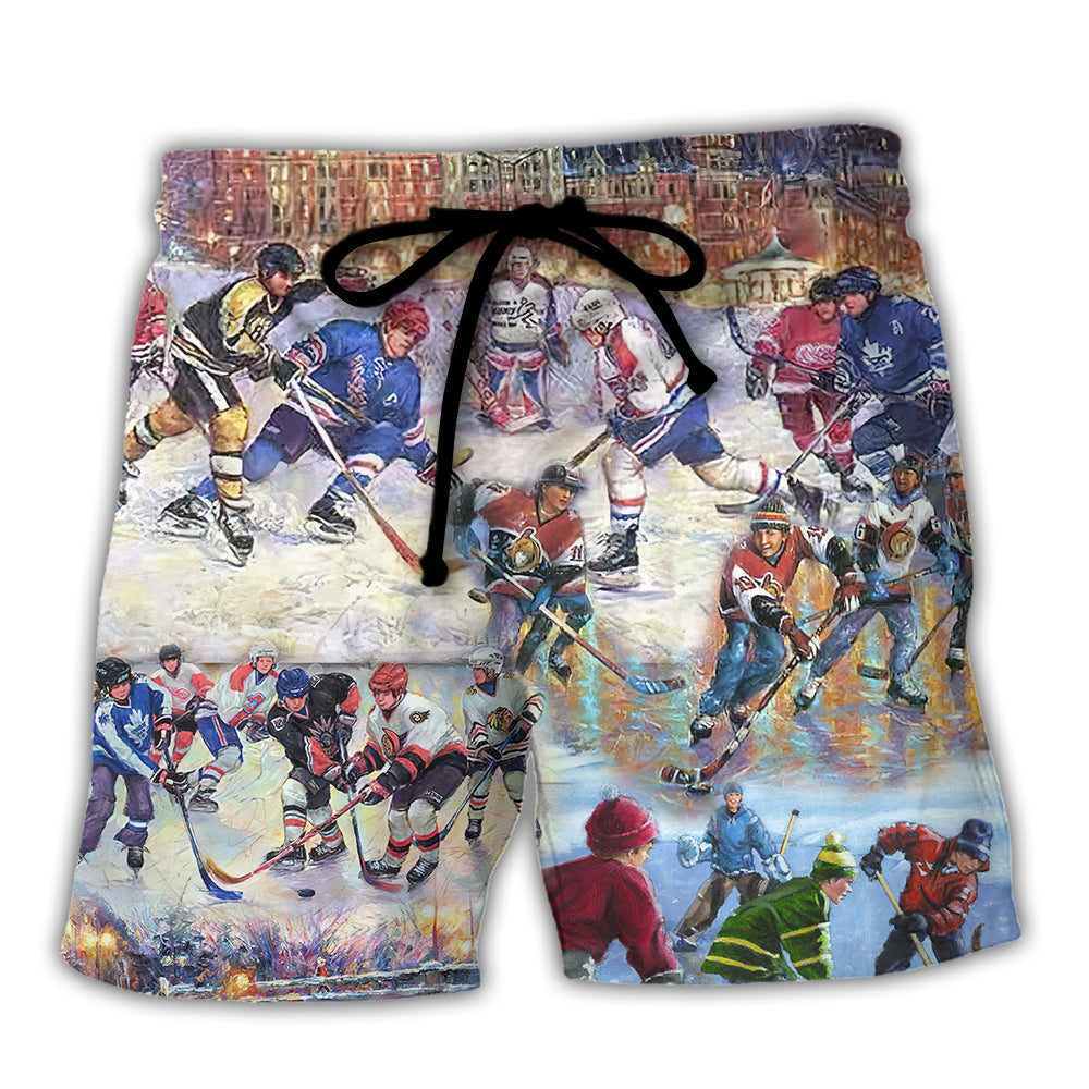 Ice Hockey Colorful Night - Beach Short Reefox - Owls Matrix LTD
