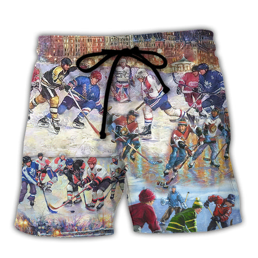 Ice Hockey Colorful Night - Beach Short Reefox - Owls Matrix LTD