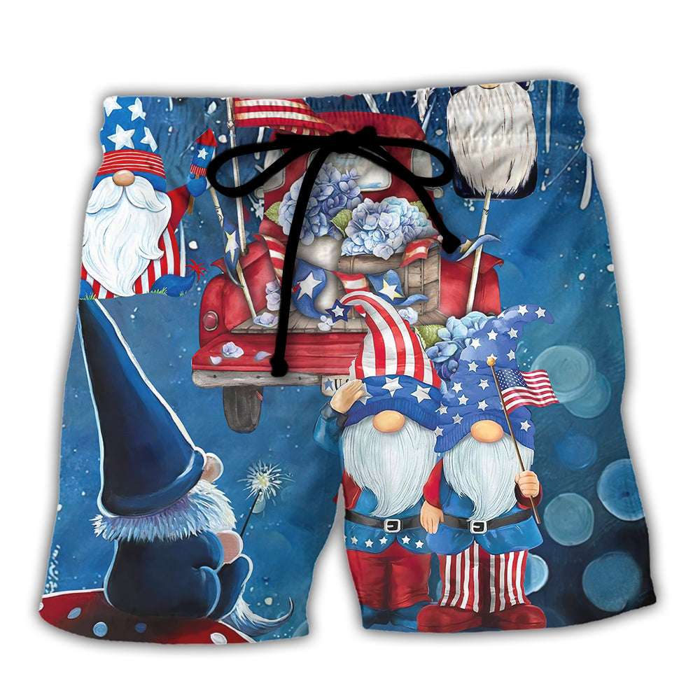 Independence Day Cute Three Trio Gnome 4th Of July - Beach Short Reefox - Owls Matrix LTD