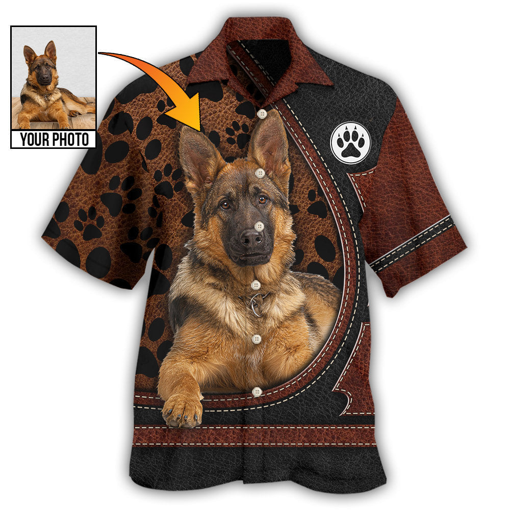 Leather / Adults / S German Shepherd Dog Various Style Custom Photo Personalized - Hawaiian Shirt - Reefox